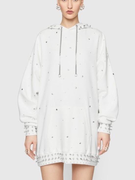 Rebecca Minkoff Dresses & Skirts - Rebecca Minkoff Downtown Studded Sweatshirt Dress In Neutral - size Small - NEW